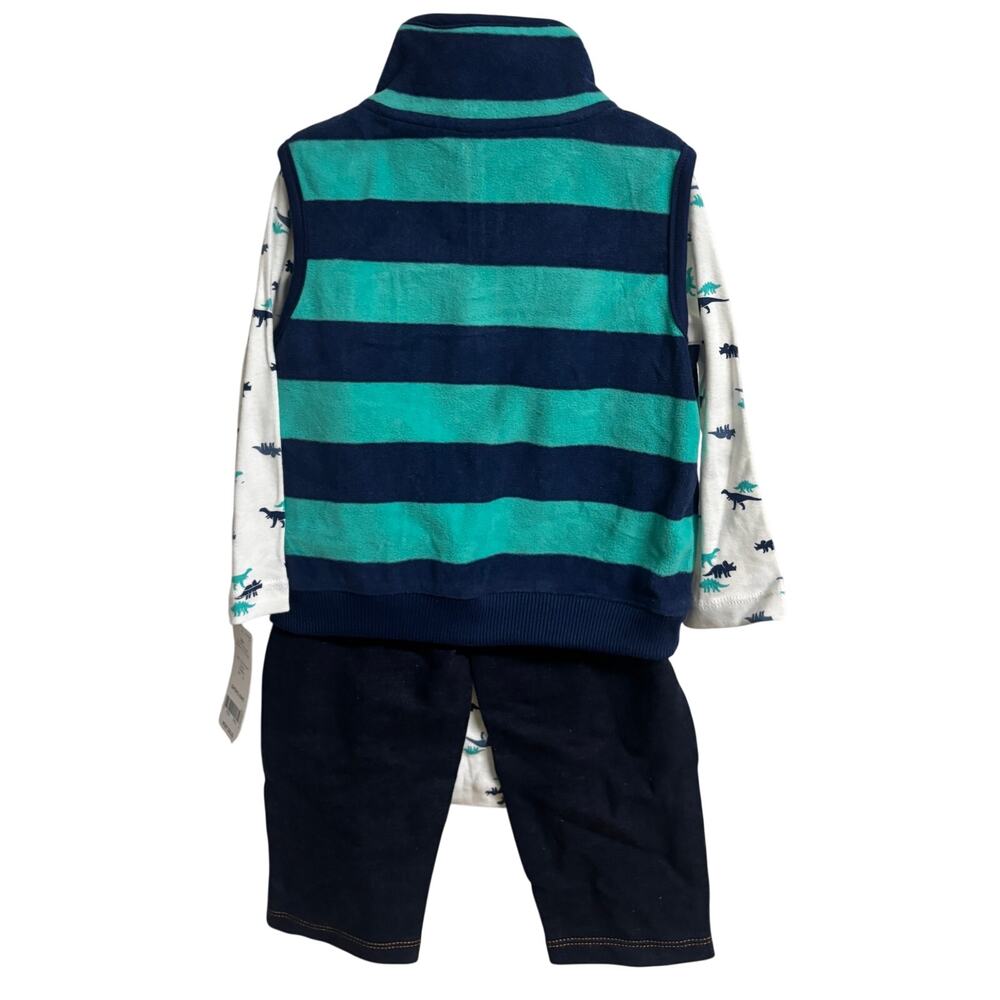 Carter’s Baby Boy 2 Sets 24M Vest Outfit Bundle Bodysuit Pants Plaid Dino New - Picture 4 of 7